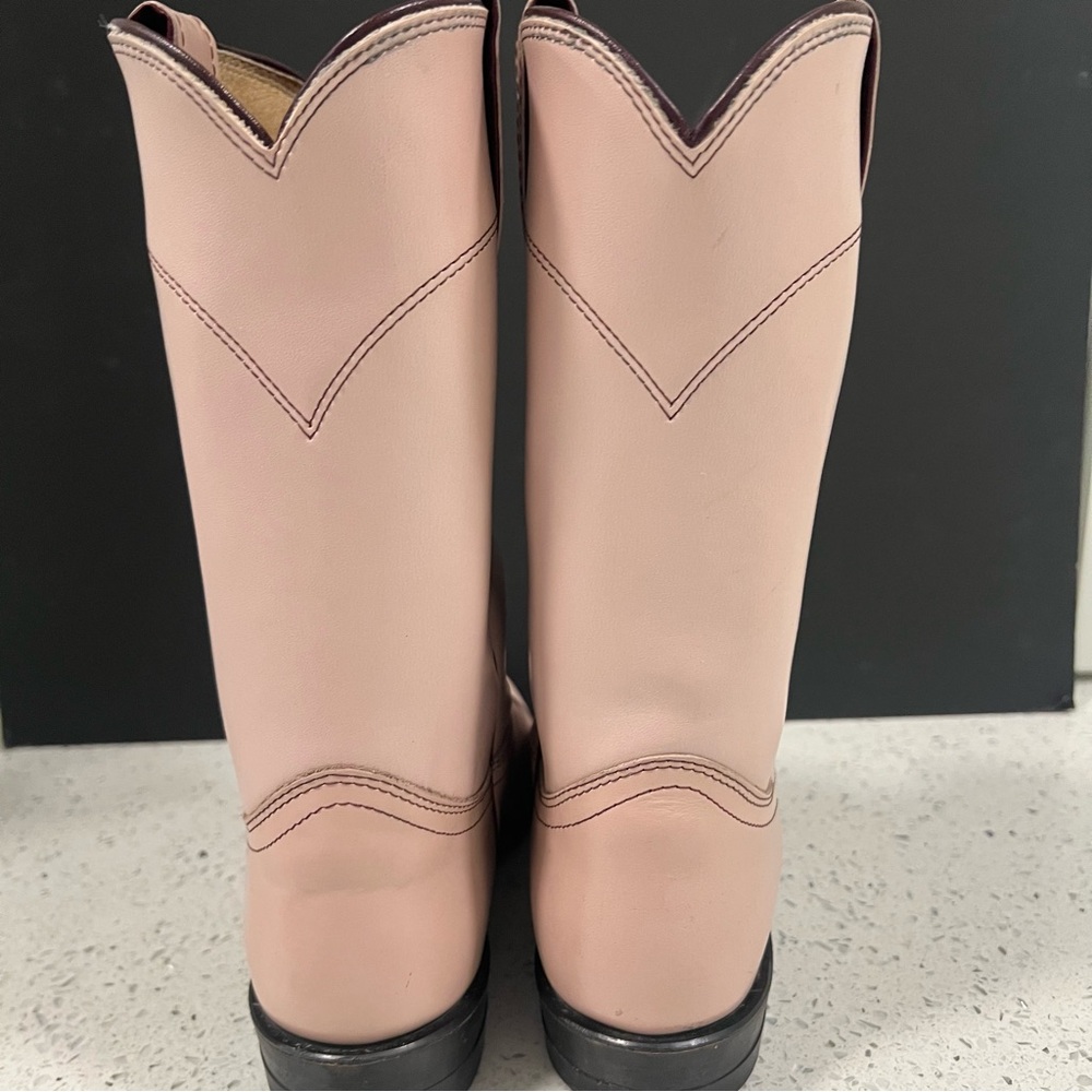 Vintage JUSTIN Diamond J Pearl Leather Roper Cowgirl Cowboy Boots Size 6.5C - Picture 5 of 11